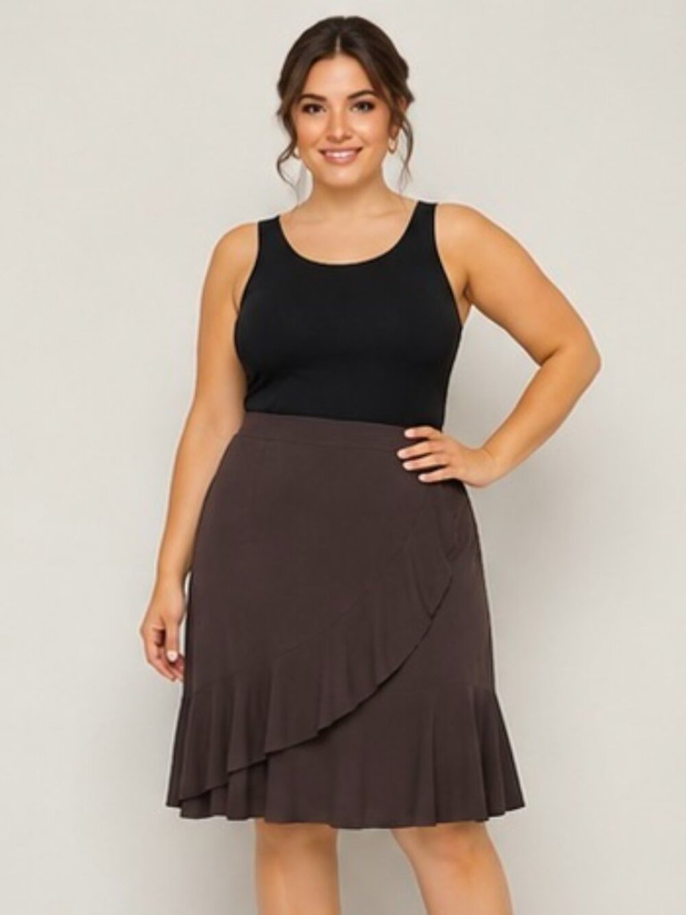Dressbarn Women’s 18W Brown Dress Pants Wide Leg Trousers Elastic Waist Workwear